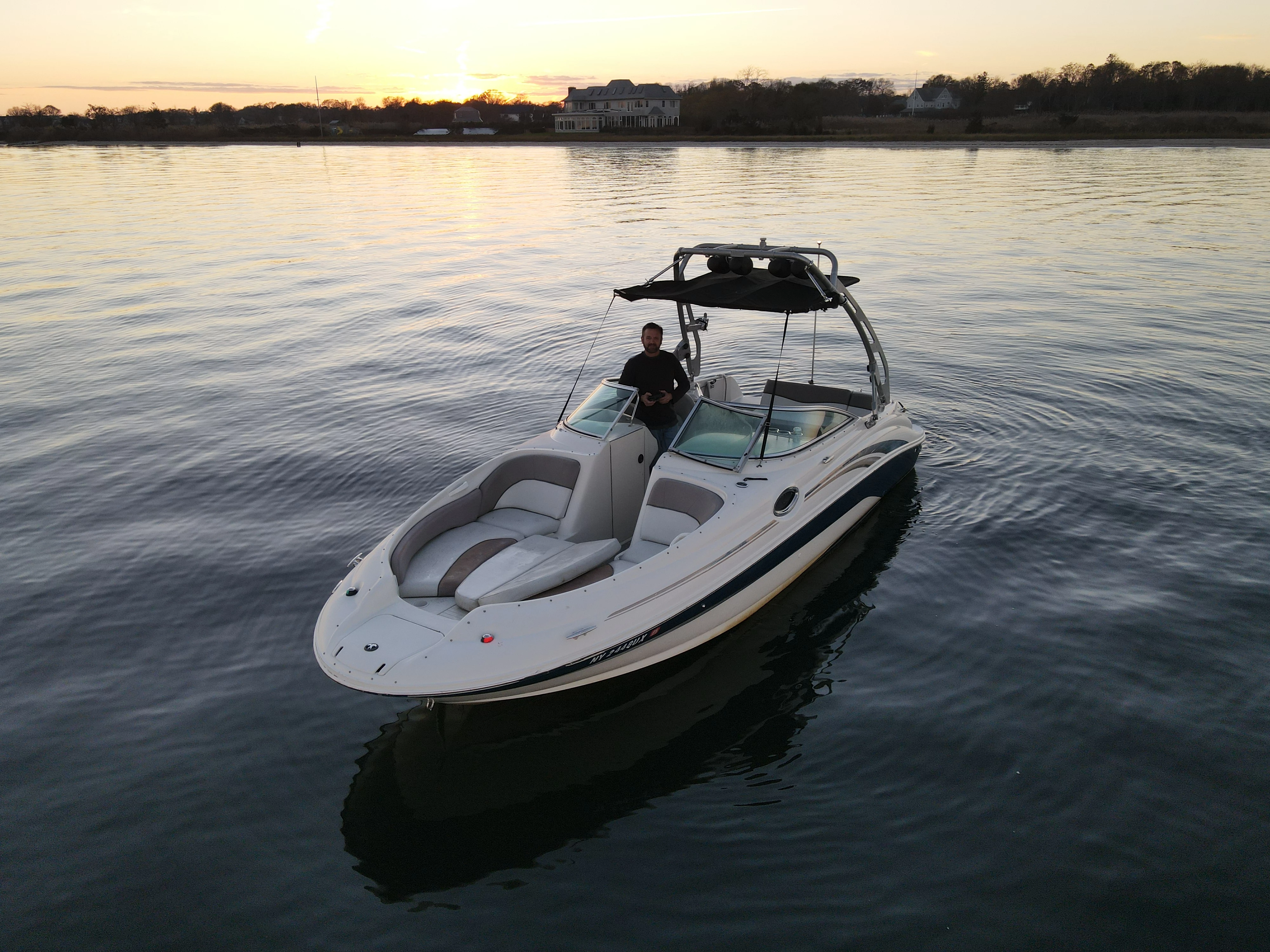 Drone picture of 24 foot searay sundeck boat rentals New York BROOKHAVEN New York  Boat make boat model 2004 12 