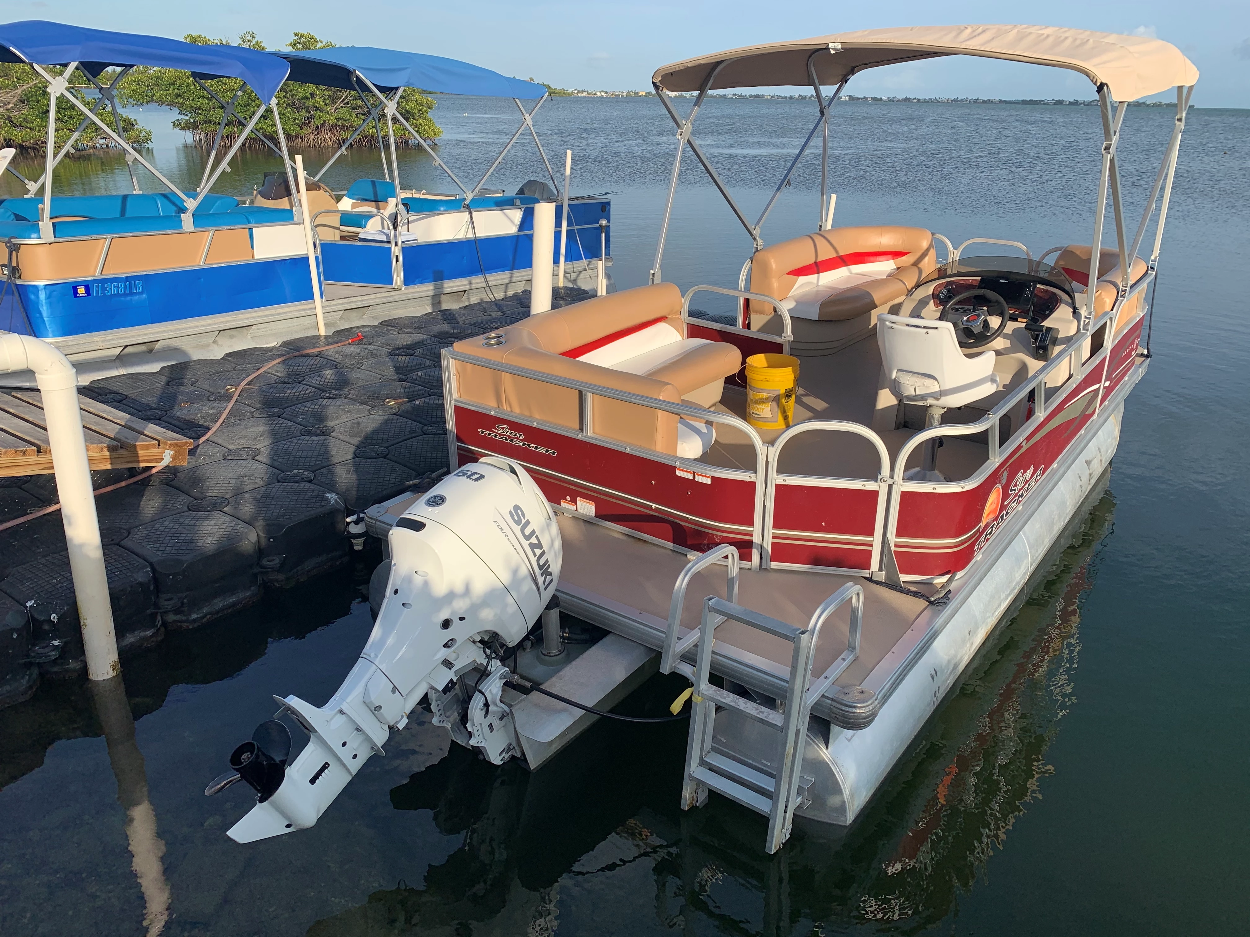 Back of boat with ladder boat rentals Florida SUMMERLAND KEY Florida  Sun Tracker Party Barge 18 2013 18 